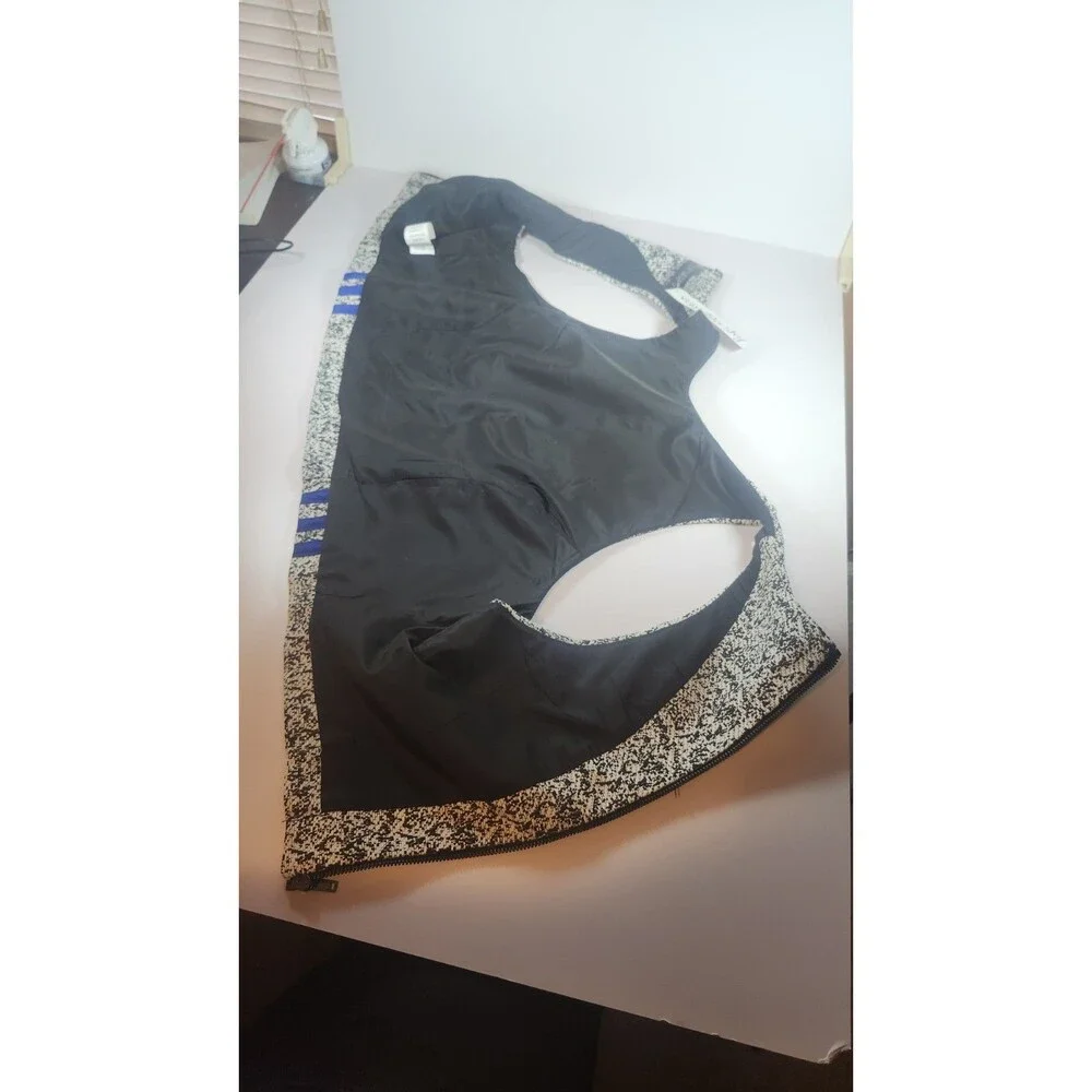 Heart Beeps 2 Pc Vest & Skirt Set Size L Black & White Speckle W Blue Stripe NWT